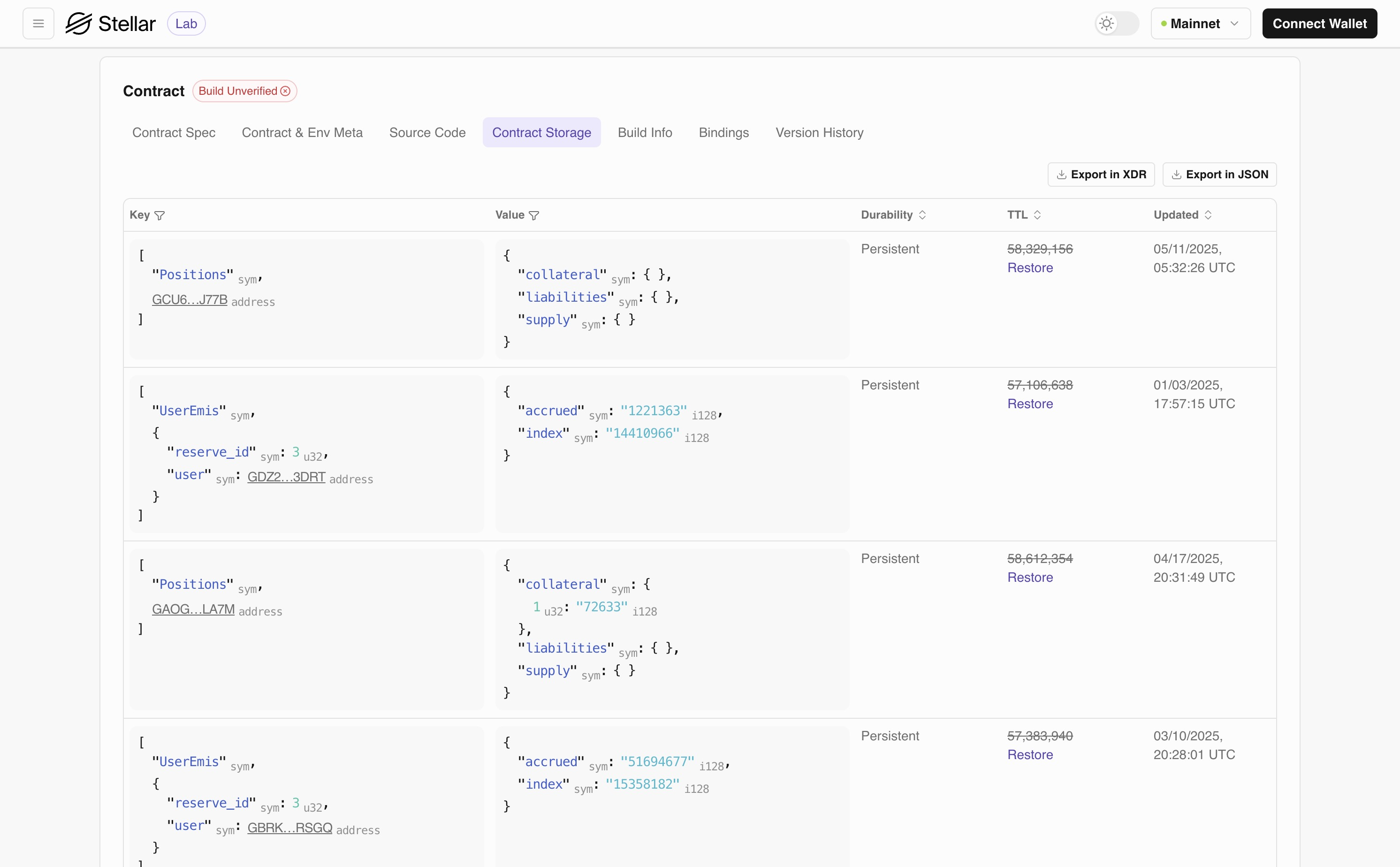 Lab: Contract Explorer: Contract Storage Restore
